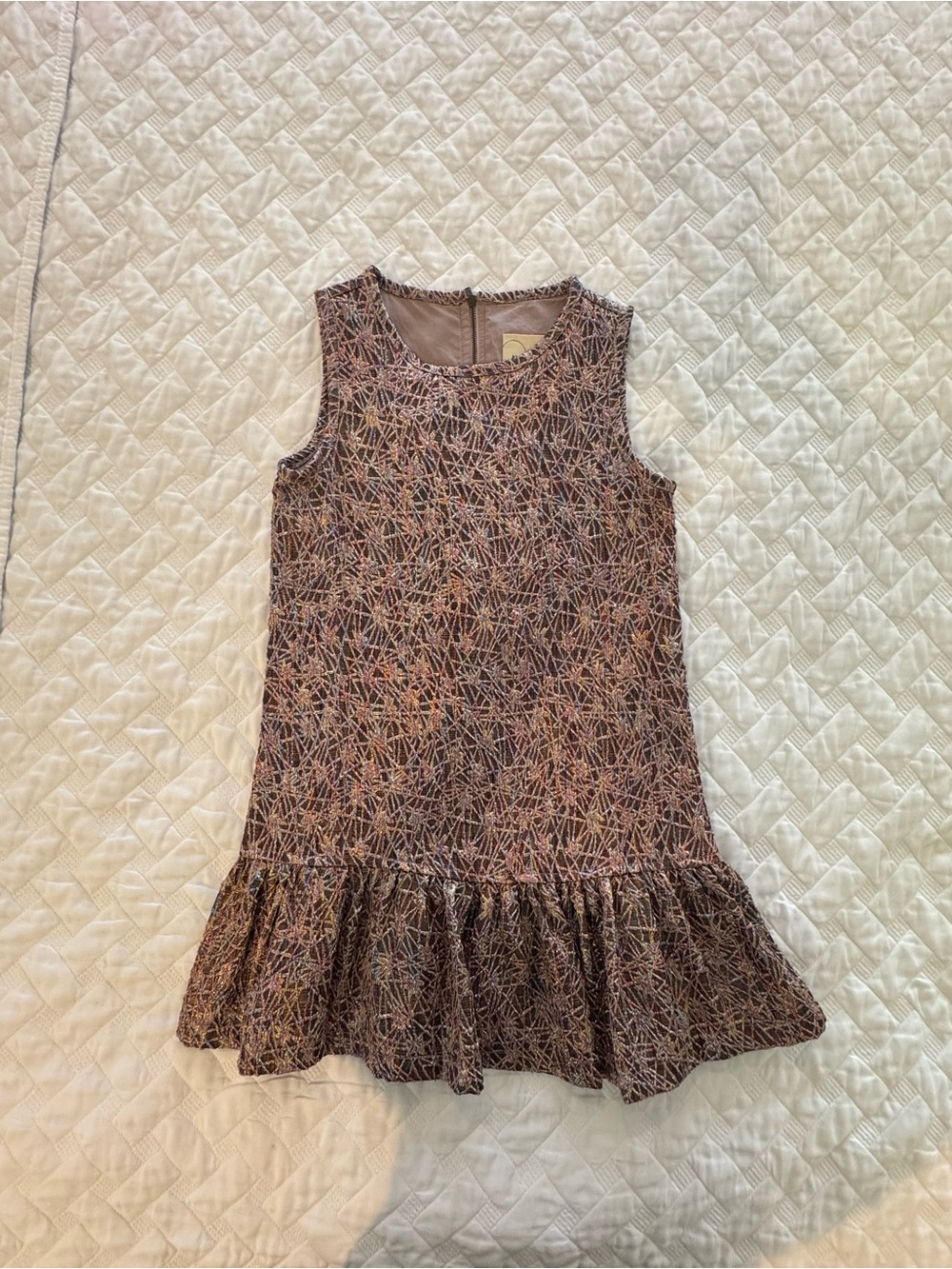 NWT Peek Girls Metallic Textured Drop Waist Dress M (6–7)